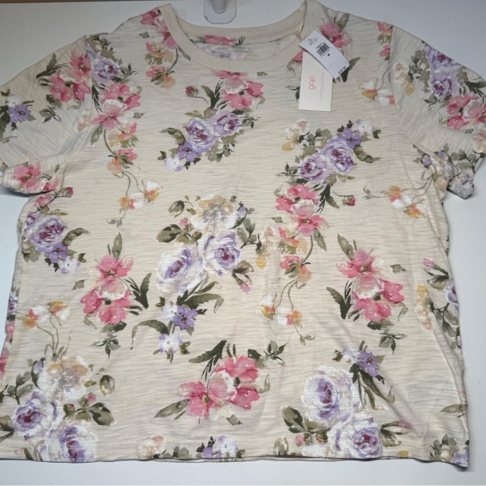 NWT Gap + LoveShackFancy floral shrunken T shirts Sz. M